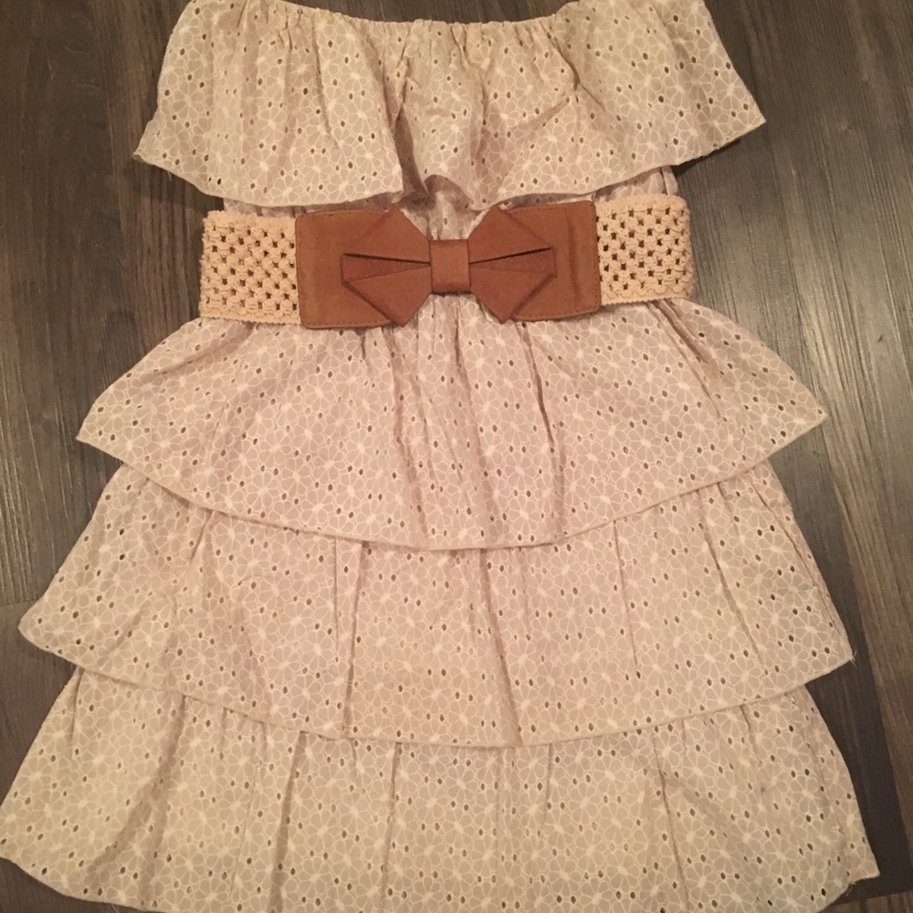 Ruffle sun dress with detachable belt